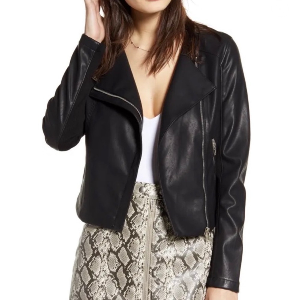 NWOT BLANKNYC Record Breaker Collarless Faux
Leather Moto Jacket